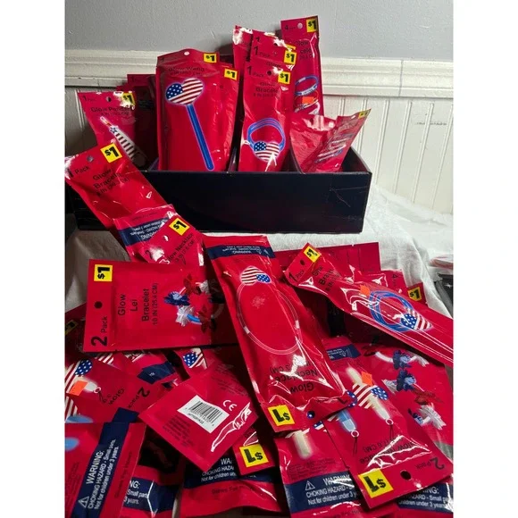 Patriotic Glow Stick Necklaces Bracelets Wands Party Favors 4th of July